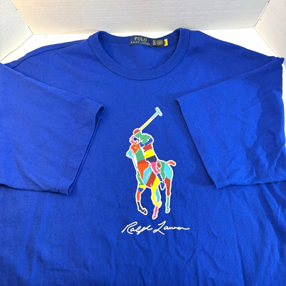 Polo Ralph Lauren Polo Player Logo Graphic T Shirt Blue Men’s XLT Crew Neck